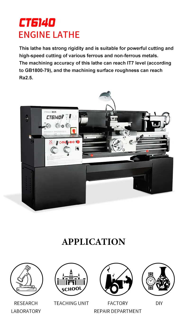Chinese Factory CT6140 High Quality Horizontal Manual Lathe Machine Lathe